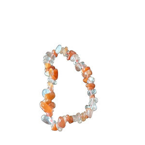 carnelian chip orange and clear quartz beaded bracelet